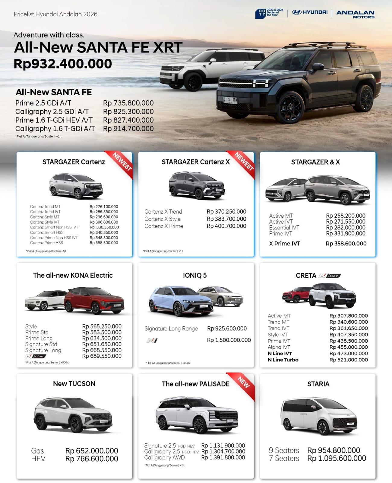 Daftar Harga OTR Hyundai Bekasi 2026